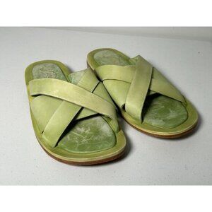 Free People Women's Green Leather Del Mar Slip-On Slide Sandal Size US 7 EUR 37
